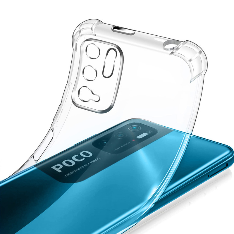 MARGOUN For Xiaomi Poco M3 Pro Case Cover Clear Protective TPU Four Corners Cover Transparent Soft Case