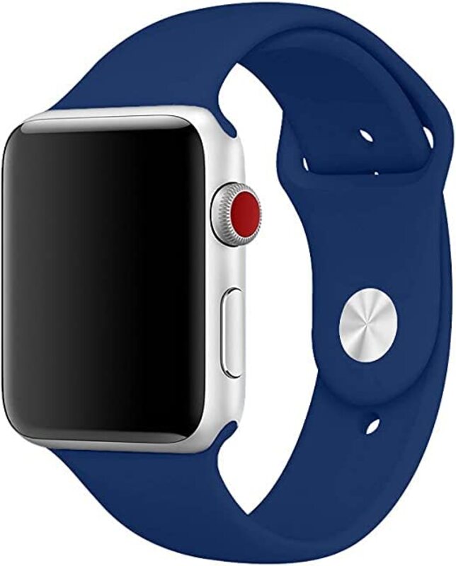 Margoun Soft Silicone Band for Apple Watch 49mm/45mm/44mm/42mm, 3 Piece, Navy Blue/Beige/White