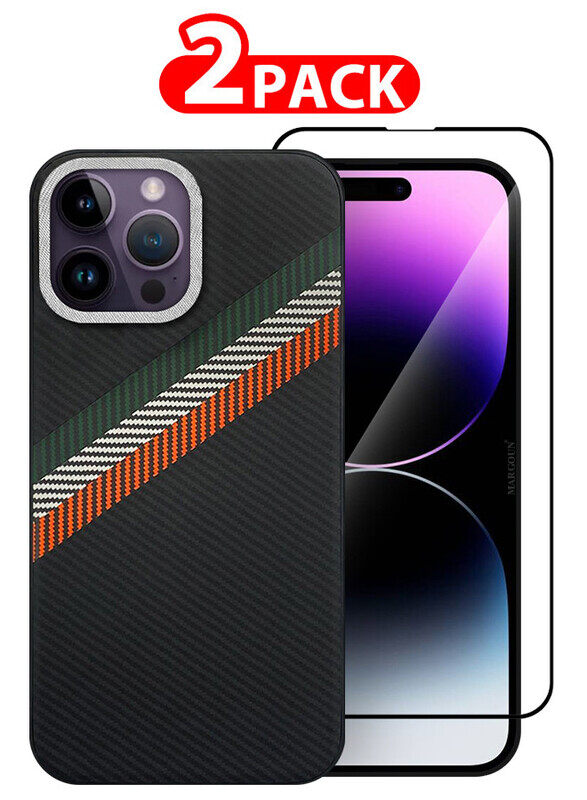 

MARGOUN for iPhone 14 Pro Max 2 Pack Case Cover and Screen Protector Carbon Fiber Pattern Phone Case Slim Shockproof Back Cover