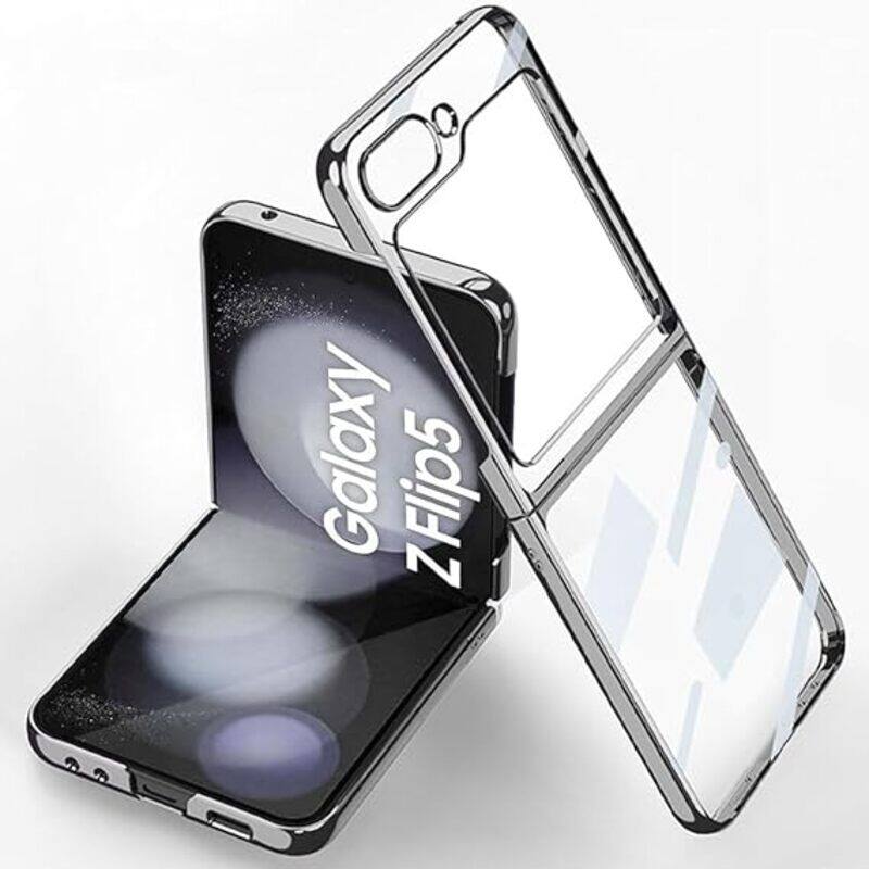 

MARGOUN For Samsung Galaxy Z Flip 5 Case Slim Lightweight Electroplated Frame Folding Shockproof Protection Hard Cover (Z Flip 5 Silver)