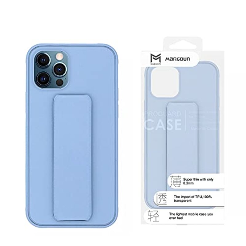 Margoun Apple iPhone 12 Pro Max Finger Grip Holder Mobile Phone Case Cover, Light Blue