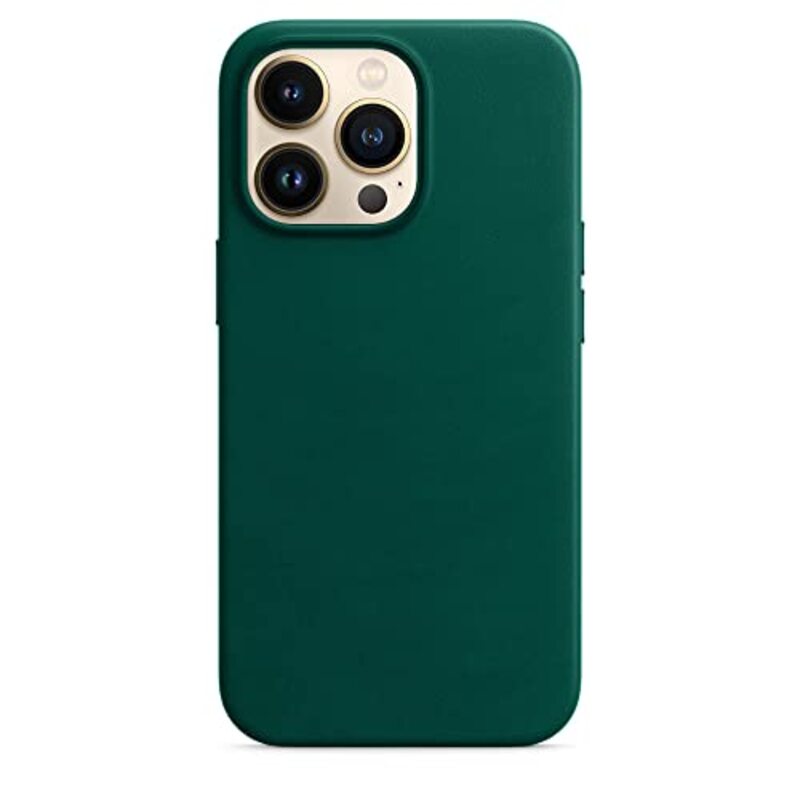Margoun Apple iPhone 13 Pro Max Leather Designed with MagSafe Shockproof Protective Slim Mobile Phone Case Cover, Dark Green