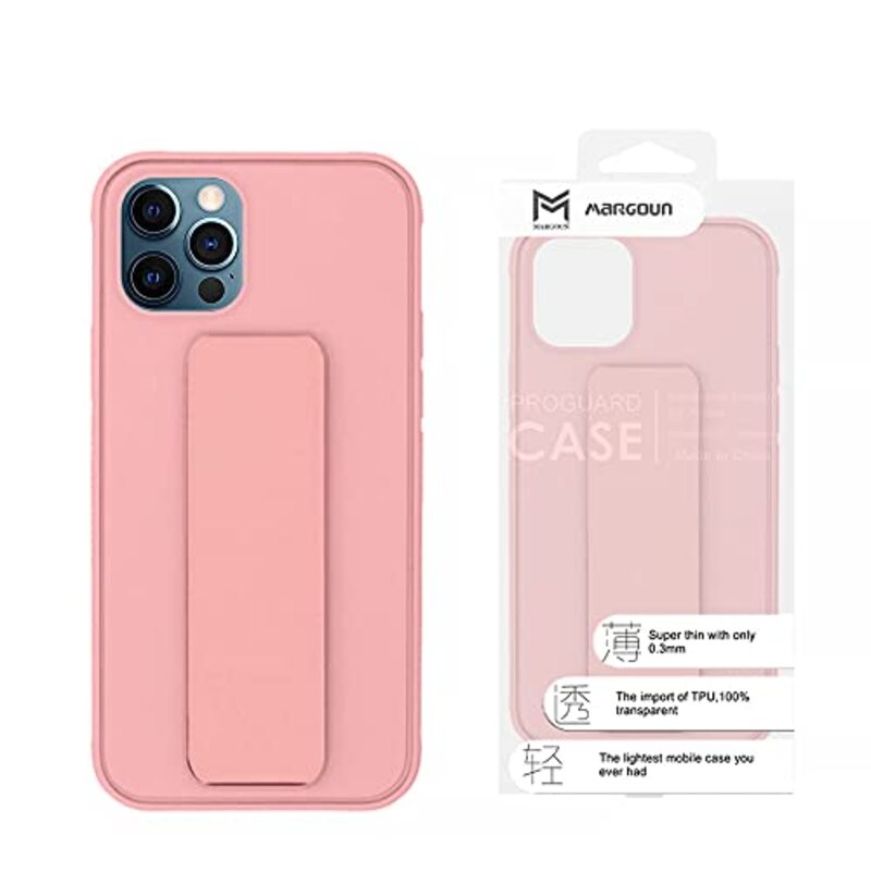 Margoun Apple iPhone 11 Pro Multi-Function Shockproof Protective Two-In-One Finger Grip Holder Mobile Phone Case Cover, Light Pink