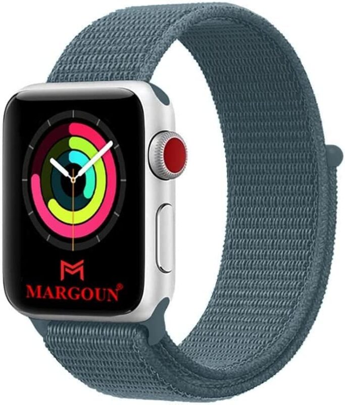 Margoun Nylon Replacement Sport Watch Band for Apple iWatch Series 8/7/6/ SE/ 5/4/3/2/1 41mm/40mm/38mm, Blue