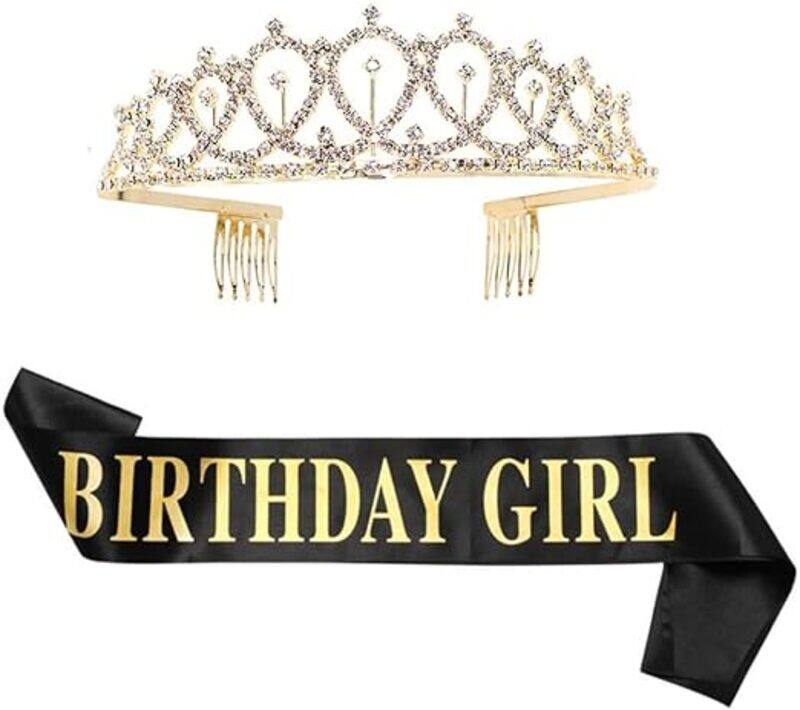 

Generic MARGOUN Birthday Headbands Birthday Satin Sash and Tiara Birthday Crown for Girls Women Birthday Party Supplies - A07