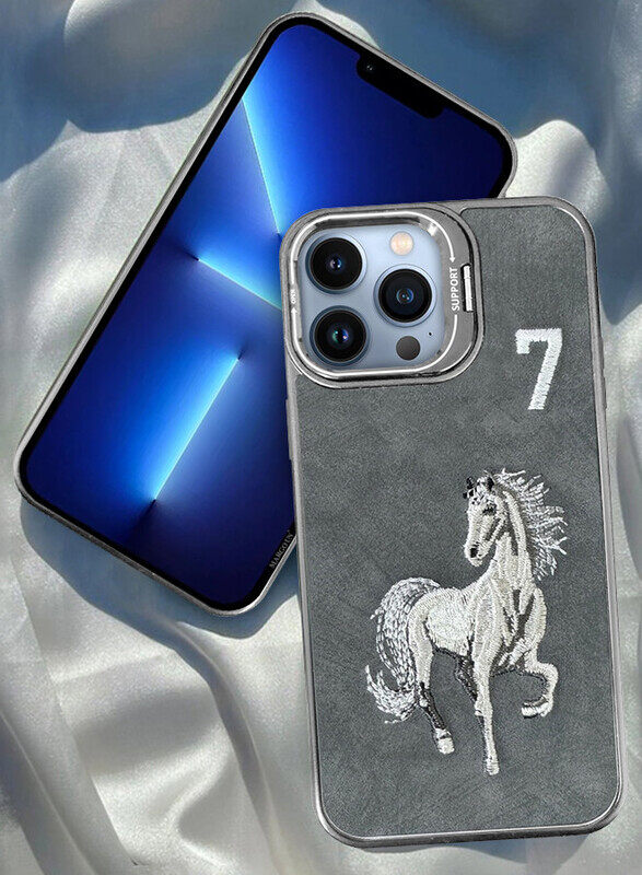 

MARGOUN iPhone 13 Pro Max Case Cover Horse Series Leather Case 3D Embroidery Camera Bumper Anti Fingerprint ShookProof Protection Back Cover Kickstand