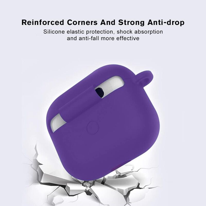 MARGOUN for Airpods 3 Case Cover Silicone with Clip, Airpods 3 Case 2021 3rd Generation (Purple)