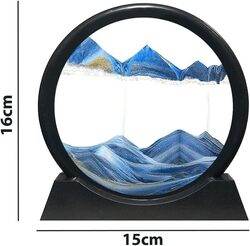 MARGOUN Moving Sand Art Picture Sandscapes in Motion Round Glass 3D Deep Sea Sand Art Size L15cm, W3cm, H16cm for Adult Kid Large Desktop Art Toys Home Decor (Blue small)