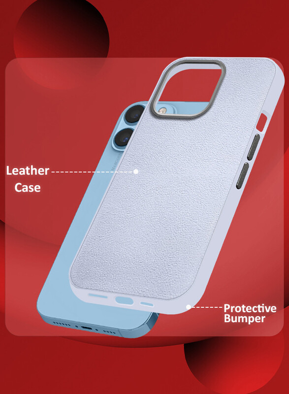 MARGOUN for iPhone 13 Pro Max 2 Pack Case Cover and Screen Protector Leather Case with Lens Frame Shockproof Full Body Protective Cover Light Blue