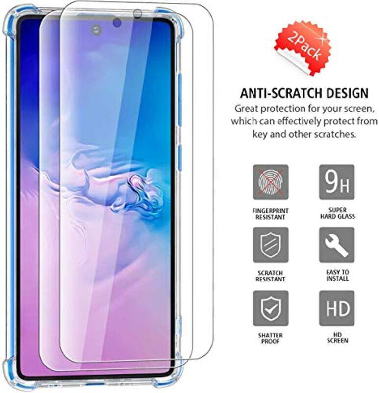 Margoun Samsung Galaxy A71 Mobile Phone Case Cover with Tempered Glass Screen Protector Set, Clear