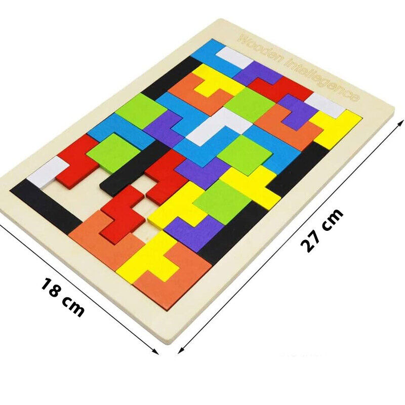 MARGOUN Wooden Jigsaw Puzzle 40 Pieces Tangram Jigsaw Teasers Educational Children’s Puzzle Game for Ages 3+