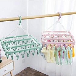 Clothes Drying Rack Laundry Hanger with 32 Clips, Green