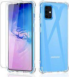 Margoun Samsung Galaxy A71 Mobile Phone Case Cover with Tempered Glass Screen Protector Set, Clear