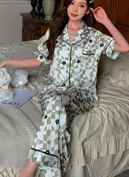 MARGOUN Women XL Size Pajamas Set Modal Short Tops and Long Pants Two Pieces Set Turn-Down Collar Sleepwear Luxury and Comfortable Nightwear - MG10