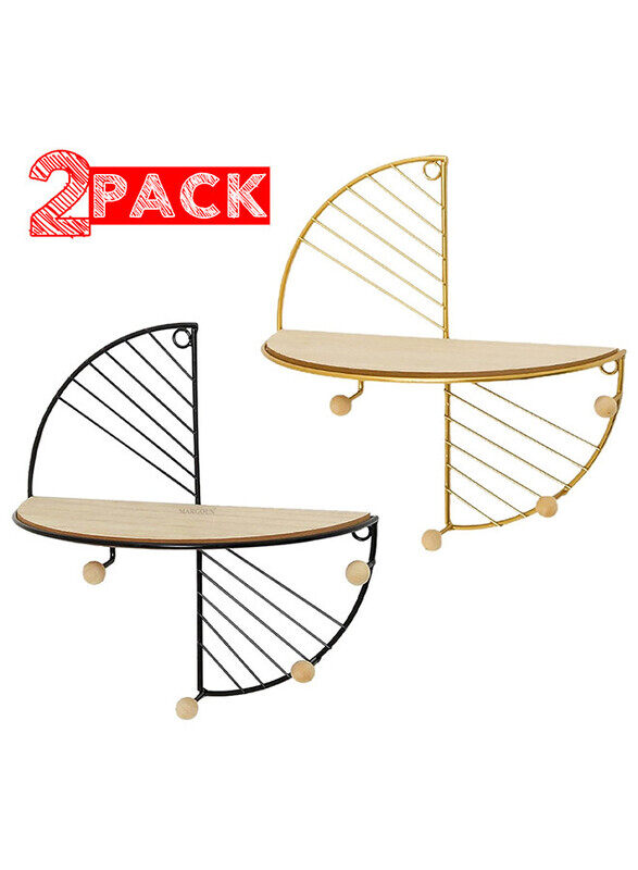 

Generic MARGOUN 2 Pack Floating Shelves Wall Mounted Hanging Shelf Fan Shaped for Wall Decor Storage Shelves Metal Bracket and Reclaimed Metal Shelf for Livin