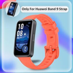 MARGOUN Compatible with Huawei Band 9 Strap Silicone Watch Band Smartwatch Wristband Replacement Strap Bracelet - Orange