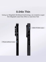 PITAKA iPhone 15 Pro Max MagEZ case Aramid Fiber MagSafe Slim Light Case Less Touch Feeling MagEZ Case Black/White