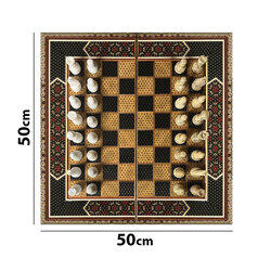 MARGOUN Handmade Chess Board and Backgammon Set Decorative Chess Gift Wooden Backgammon Set Khatam Chess /Brown