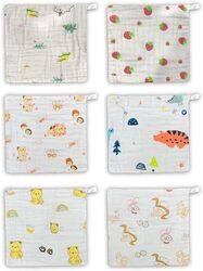 MARGOUN Baby Muslin Washcloths Soft Face Cloths for Newborn 30 * 30 cm, Absorbent Bath Face Towels, Baby Wipes, Burp Cloths or Face Towels (6 pack C)