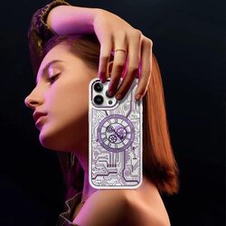 JOWAY for iPhone 13 Pro Max Chronograph Case Ultra Slim Shockproof Transparent Cover - Purple