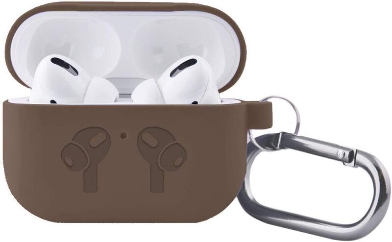 MARGOUN for Airpods Pro Case Protective Silicone Cover with Clip (brown)
