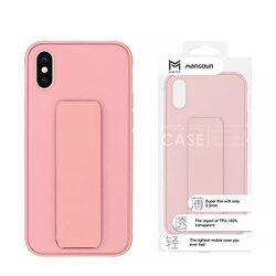 Margoun Apple iPhone XS Max Multi-Function Shockproof Protective Two-In-One Finger Grip Holder Mobile Phone Case Cover, Light Pink