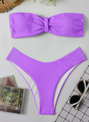 MARGOUN Small Size Women's High Waist Swimsuit Women's Bandeau Lingerie Set Swimsuits Beachwear Set Purple/ S (Bust 81-86/Waist 61-66/Hip 86-91)/M8812