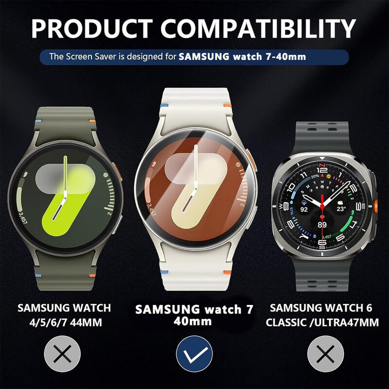 MARGOUN for Samsung Galaxy Watch 7 40mm 2 Pack Screen Protector Tempered Glass Anti-Scratch 9H Ultra-thin Screen Protector Protective Film Cover Accessories