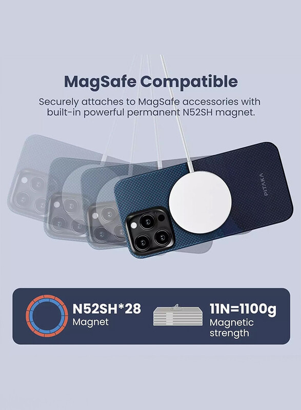 PITAKA iPhone 15 Pro Max MagEZ case Aramid Fiber MagSafe Slim  Light Case Less Touch Feeling StarPeak MagEZ Case/ Over The Horizon