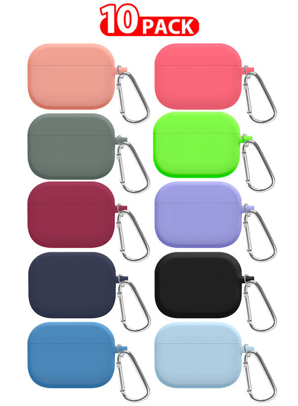 

MARGOUN 10 Pack Shockproof Case For Airpod Pro Silicone Protective Case Shockproof Case Ultra Slim Cover with Keychain Carabiner Multicolour