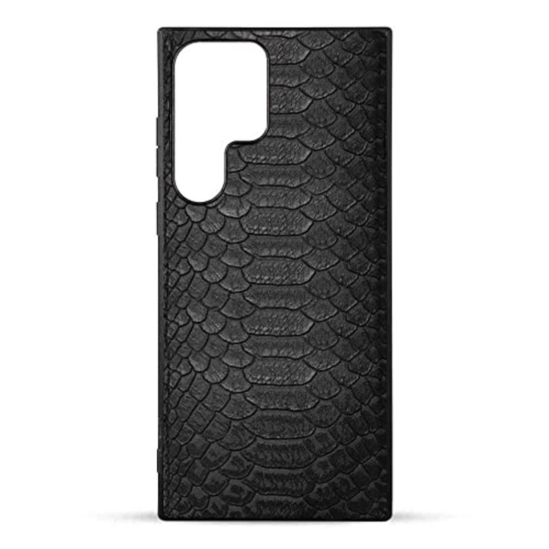 Margoun Samsung Galaxy S23 Ultra Faux Leather Mobile Phone Back Case Cover, Black