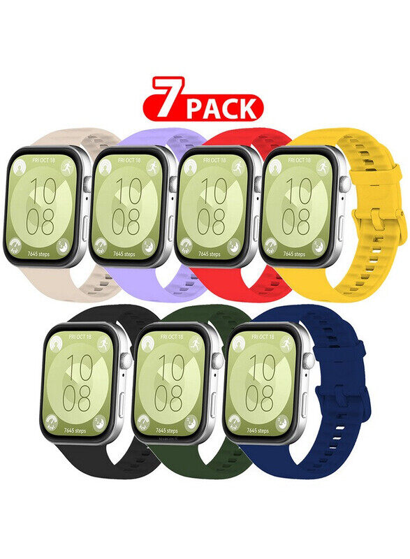 

MARGOUN for Huawei Watch Fit 3 7 Pack Watch Band Soft Silicone Strap for Men Women Stylish Waterproof Watch Band