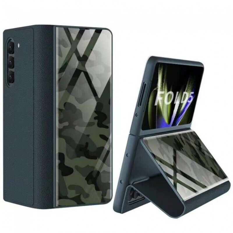 

Not Applicable MARGOUN For Samsung Galaxy Z Fold5 Case Leather Cover with Army Design and Kickstand Function/Dark Green