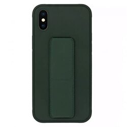 Margoun Apple iPhone XS Multi-Function Shockproof Protective Two-In-One Finger Grip Holder Mobile Phone Case Cover, Dark Green