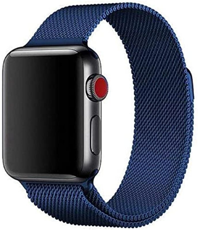Margoun Stainless Steel Milanese Loop Alloy Replacement Strap for Apple Watch Band 42mm/44mm, Blue
