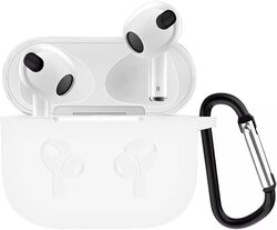 MARGOUN for Airpods 3 Case Cover Silicone with Clip, Airpods 3 Case 2021 3rd Generation (Transparent Matte)