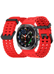 MARGOUN for Samsung Galaxy Watch 7 Ultra 47mm Silicone Band Soft Ocean Silicone Sport Strap Replacement Accessory Red