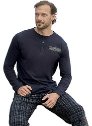 MARGOUN Men’s Small Pajama Set Pajamas For Men 2 Piece PJ Set with Cotton Knit Men Pajama Pants and Long Sleeve Shirts/S(size 177.5/chest 94/waist 90/hip 98)/M3461