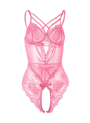 MARGOUN Women Large Nightwear Lingerie Set Night Dress Sleepwear Lace Bib Nighty Pink W610