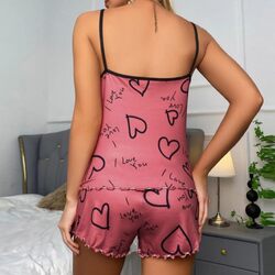 MARGOUN XL Women Print Sleepwear Push Up Two Piece Sleeveless Shorts Set Underwear Suit Pajamas,Toddler Girl Slipper Sexy Push Up T923 - Pink Love