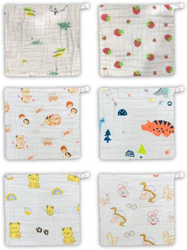 MARGOUN Baby Muslin Washcloths Soft Face Cloths for Newborn 30 * 30 cm, Absorbent Bath Face Towels, Baby Wipes, Burp Cloths or Face Towels (6 pack B)