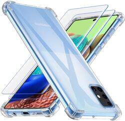 Margoun Samsung Galaxy A71 Mobile Phone Case Cover with Tempered Glass Screen Protector Set, Clear