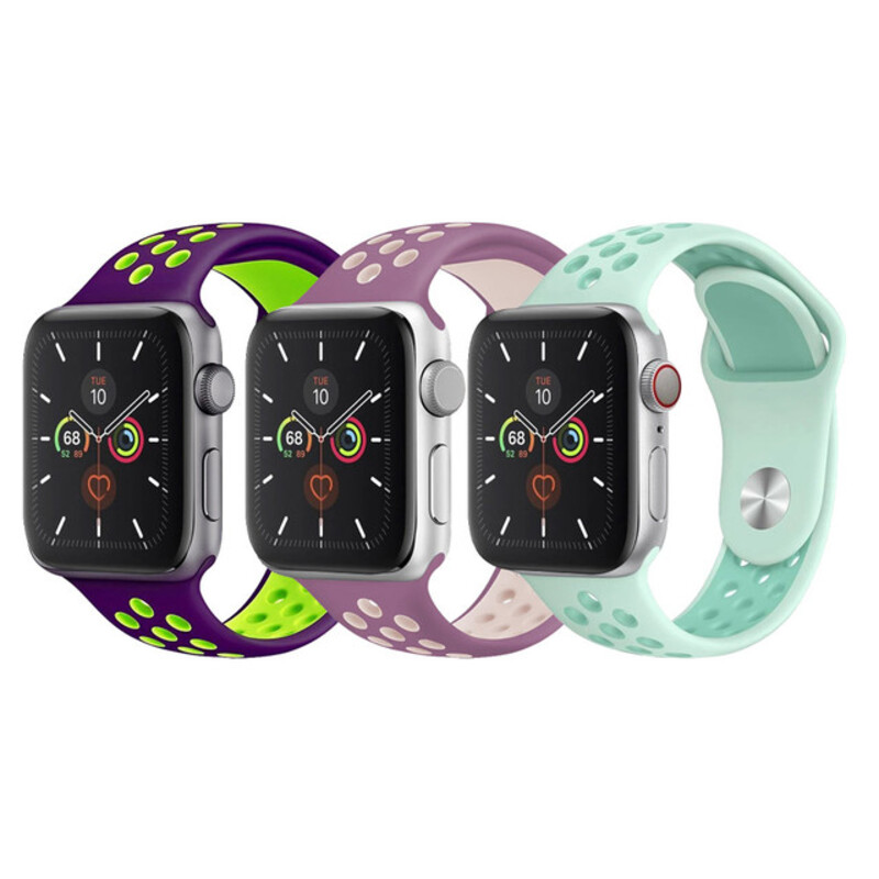 CATANES 3 Pack For Apple Watch 49mm 45mm 44mm 42mm Silicone Sport Band Nike Strap Compatible With iWatch Series Ultra/8/7/SE/6/5/4/3/2/1-N14