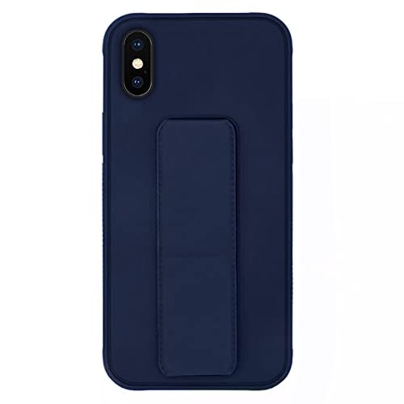 Margoun Apple iPhone XS Max Multi-Function Shockproof Protective Two-In-One Finger Grip Holder Mobile Phone Case Cover, Dark Blue