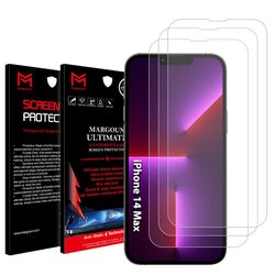 Margoun Apple iPhone 14 Plus Full Coverage Protective Film Mobile Phone Tempered Glass Screen Protector, 3 Piece, Clear