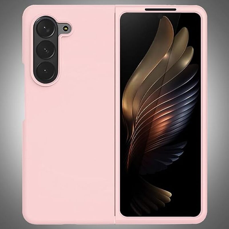 MARGOUN Compatible with Samsung Galaxy Z Fold 5 Case Silicone Skin-Friendly Design Slim Soft Edge Hard Back Shookproof Protection Folding Anti-Drop Cover SHD (Sand Pink)