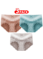 Margoun 3 Packs Women's Medium Size Lace Panties with High Waist Comfortable and Stylish Underwear for a Flattering Silhouette/M(waist 60-66/Weight 45 - 55kg) - MGU07