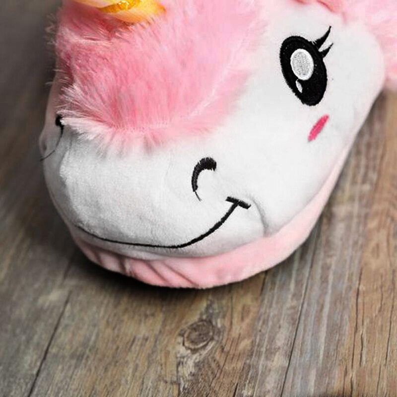 MARGOUN Plush Unicorn Funny Kid Indoor Shoe Slippers - Pink