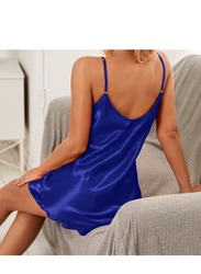 MARGOUN Women's 5XL Solid Color Braces Lace Nightdress Ladies Sheep Pajamas Blue MG20