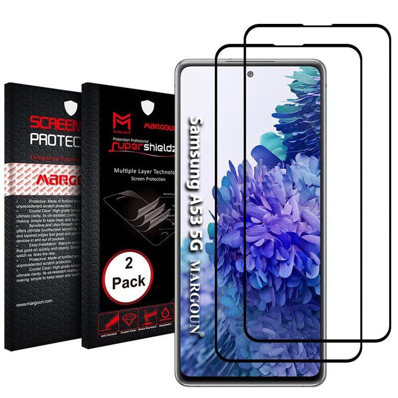 

Margoun Samsung Galaxy A53 5G Screen Protector (6.5 inch) Premium Mobile Phone Tempered Glass Screen Protector, 2 Pieces, Black